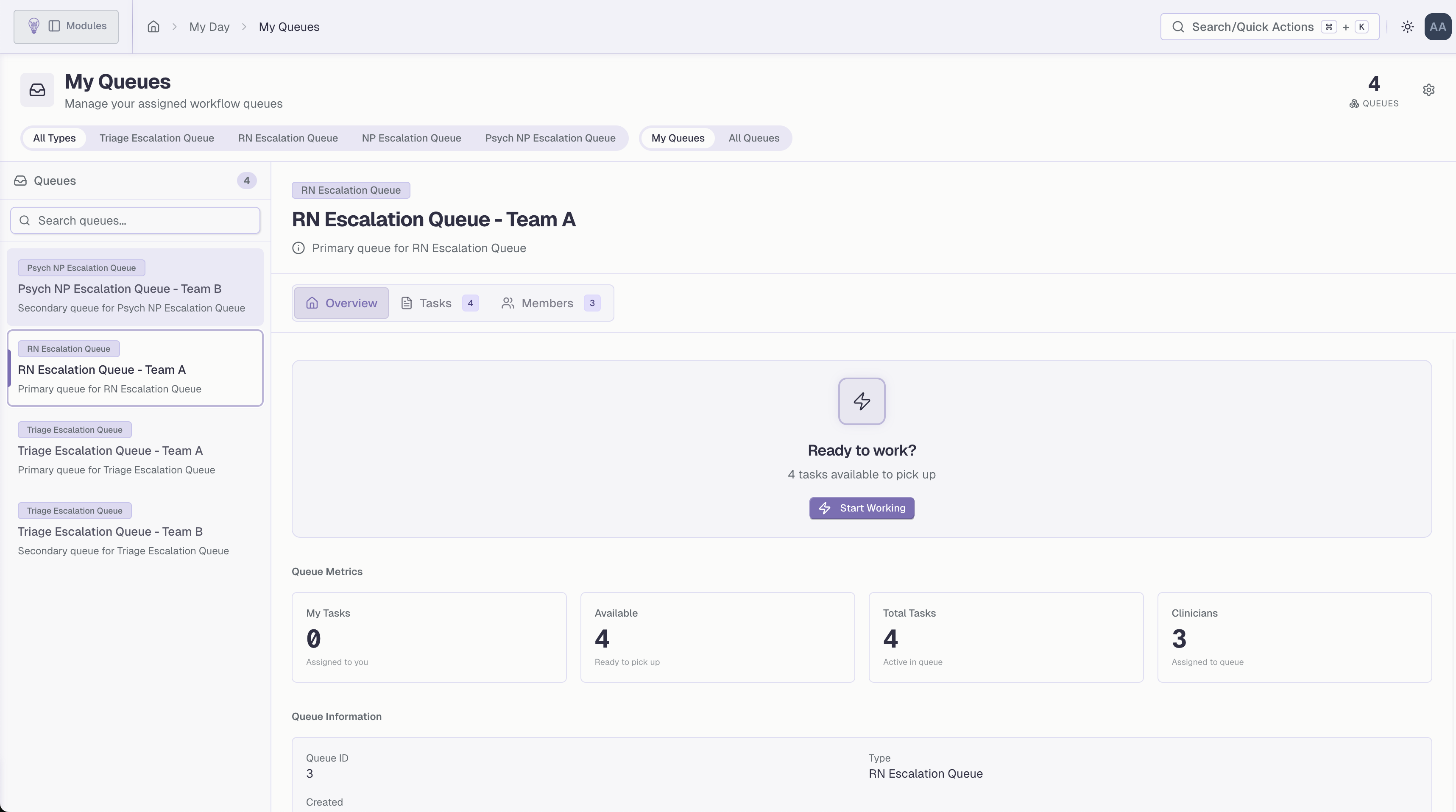 My Queues - Manage workflow queues and task escalation with real-time metrics